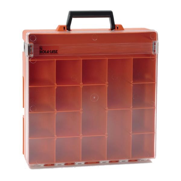 Rolacase With 6 Dividers, Orange With Clear Lid
